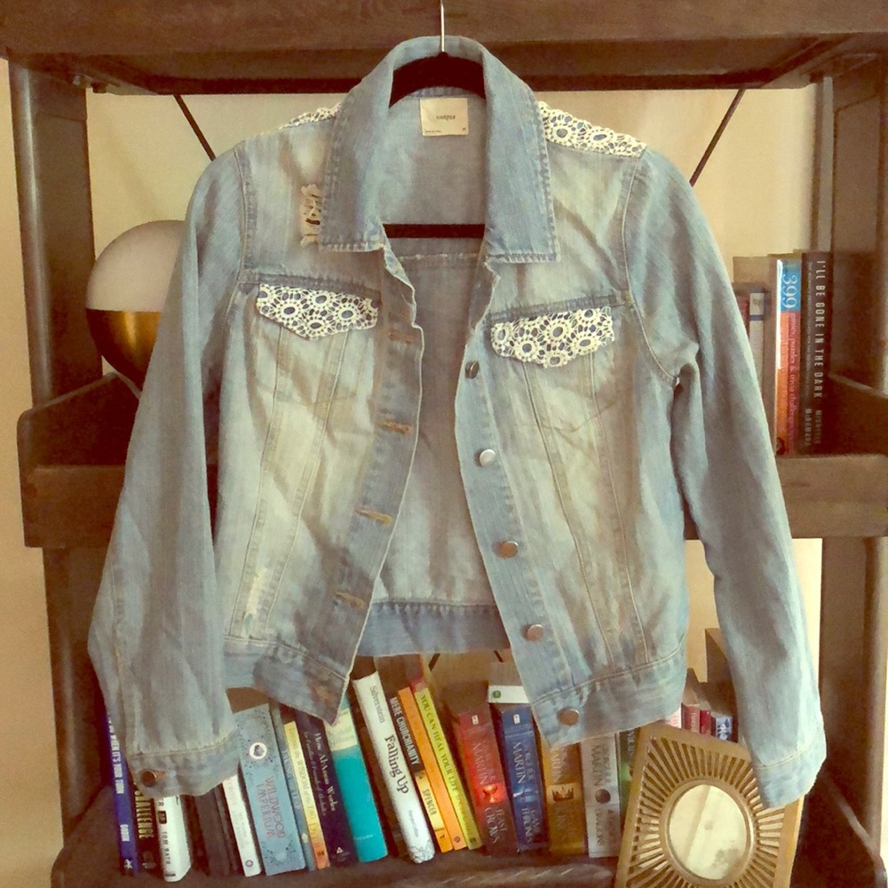 Awesome, lace detail, jean jacket